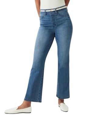 Spanx Denim Kick Flare Jeans Women's Large Tall Blue High Rise Stretch
